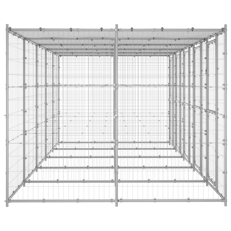 Load image into Gallery viewer, VidaXL Hondenkennel met dak 12,1 m² gegalvaniseerd staal
