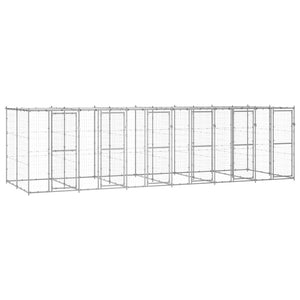 VidaXL Hondenkennel met dak 14,52 m² gegalvaniseerd staal