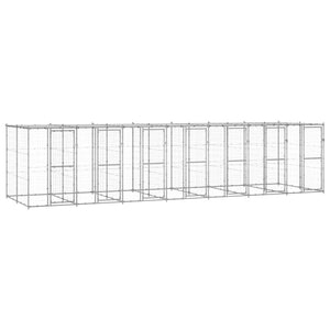 VidaXL Hondenkennel met dak 16,94 m² gegalvaniseerd staal