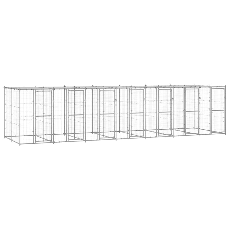 Load image into Gallery viewer, VidaXL Hondenkennel met dak 16,94 m² gegalvaniseerd staal
