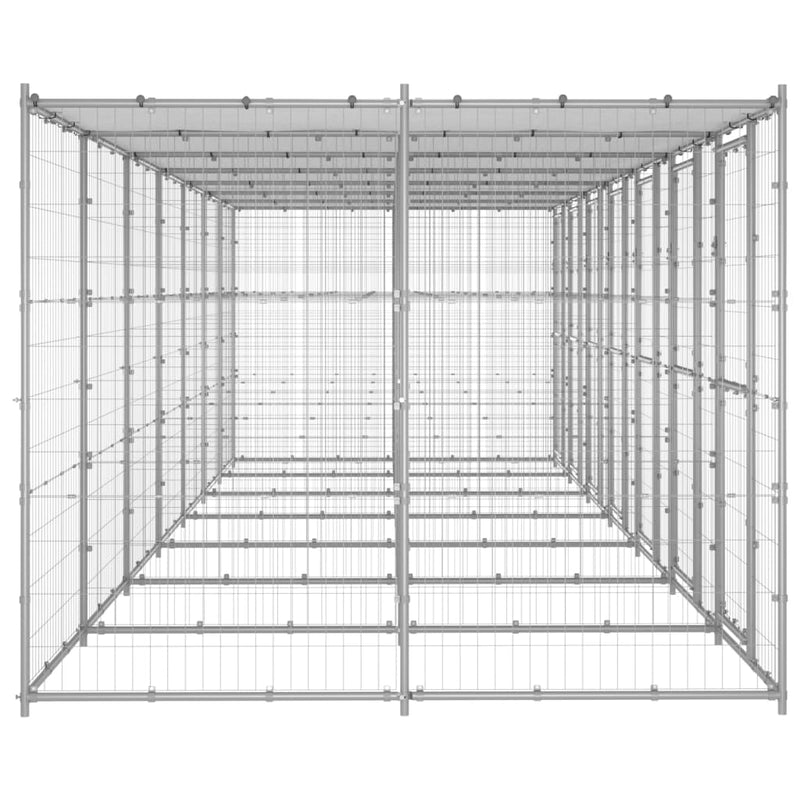 Load image into Gallery viewer, VidaXL Hondenkennel met dak 16,94 m² gegalvaniseerd staal
