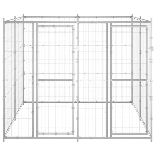 VidaXL Hondenkennel 4,84 m² gegalvaniseerd staal