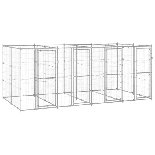 VidaXL Hondenkennel 9,68 m² gegalvaniseerd staal
