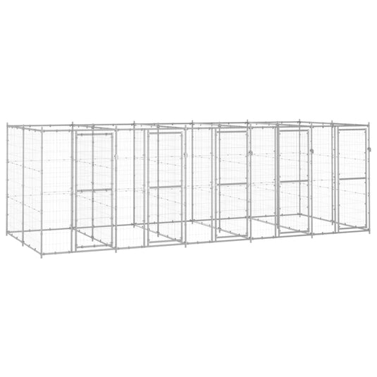 VidaXL Hondenkennel 12,1 m² gegalvaniseerd staal