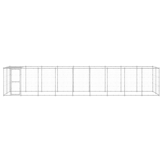 VidaXL Hondenkennel met dak 21,78 m² gegalvaniseerd staal