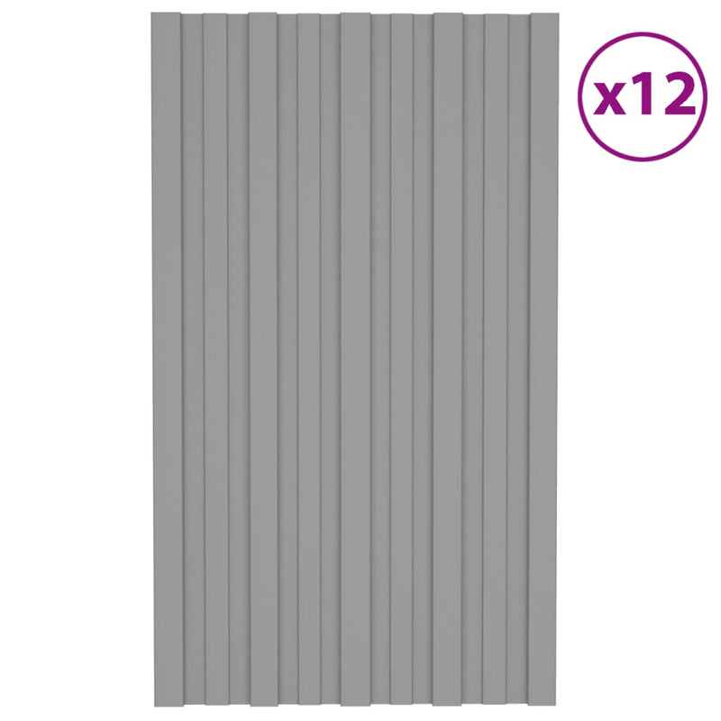 Load image into Gallery viewer, VidaXL Dakpanelen 12 st 80x45 cm gegalvaniseerd staal grijs
