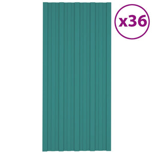 VidaXL Dakpanelen 36 st 100x45 cm gegalvaniseerd staal groen