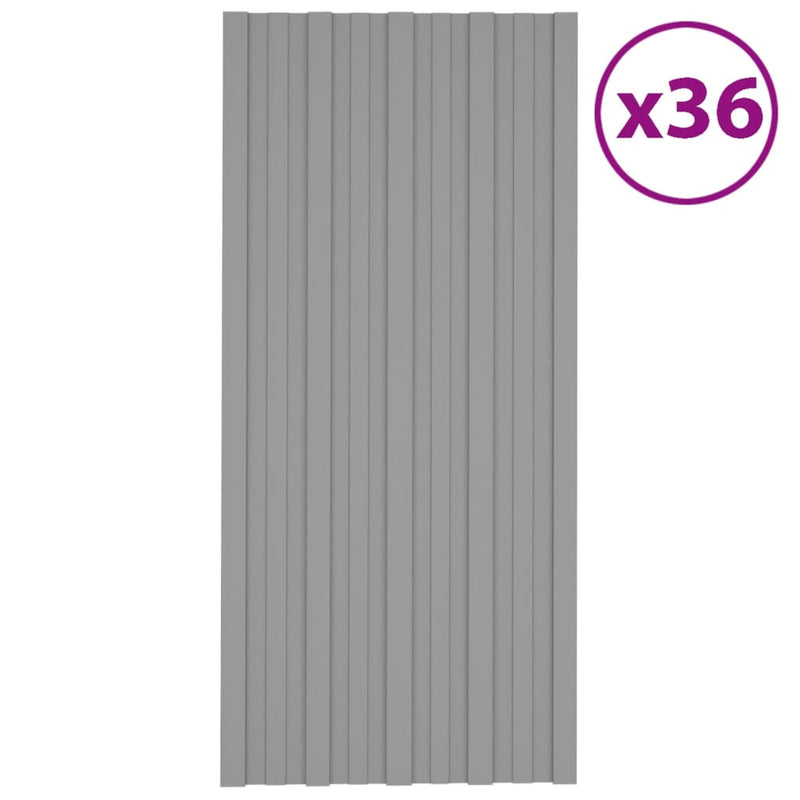 Load image into Gallery viewer, VidaXL Dakpanelen 36 st 100x45 cm gegalvaniseerd staal grijs
