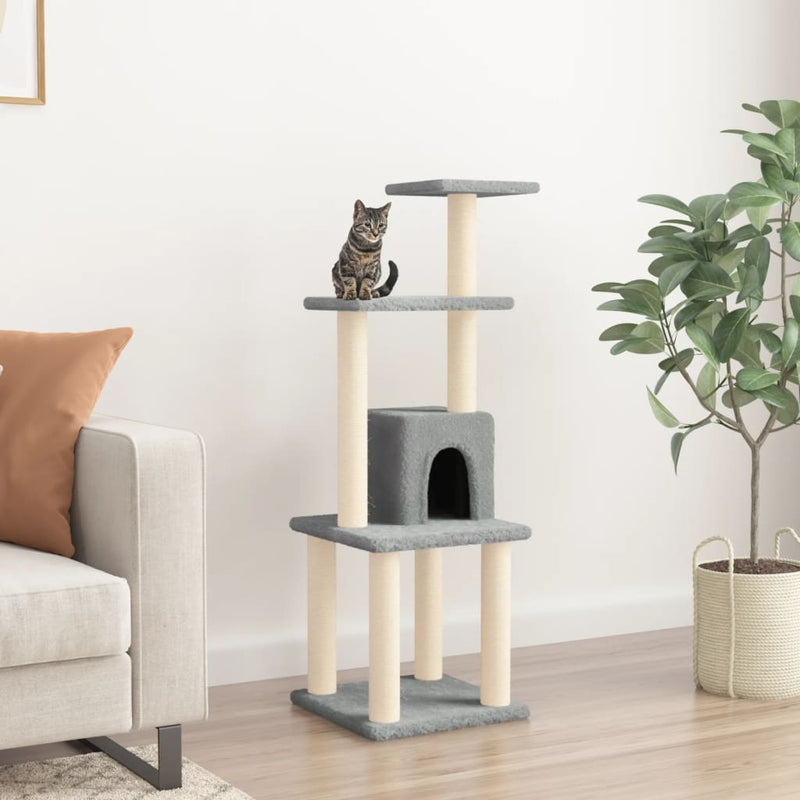 Load image into Gallery viewer, Vidaxl kattenkrabpaal met sisal krabpalen 105 cm lichtgrijs
