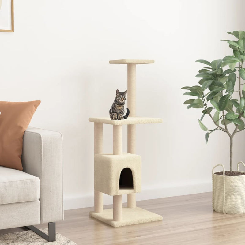 Chargez l'image dans la visionneuse de la galerie, Vidaxl kattenkrabpaal met sisal krabpalen 104 cm crèmekleurig
