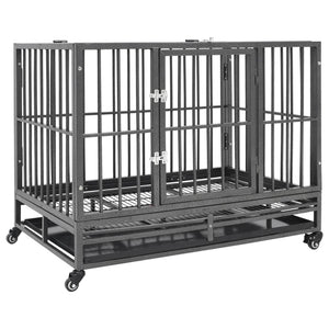 Vidaxl hondenbench met wielen 92x62x76 cm staal