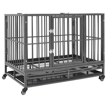 Vidaxl hondenbench met wielen 92x62x76 cm staal