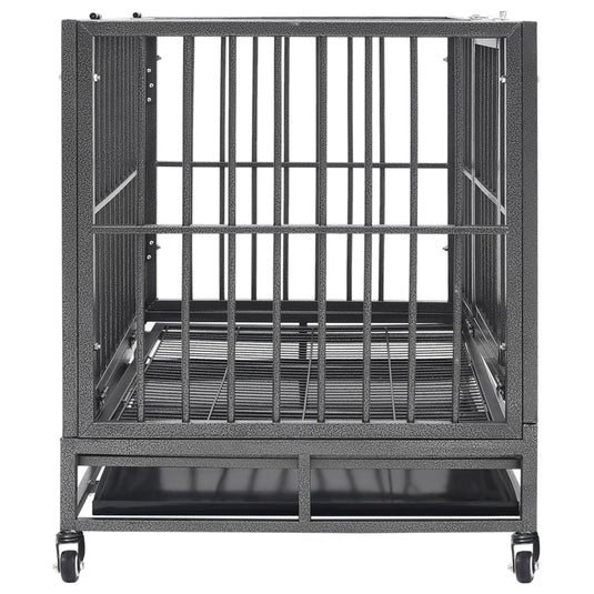 Vidaxl hondenbench met wielen 92x62x76 cm staal
