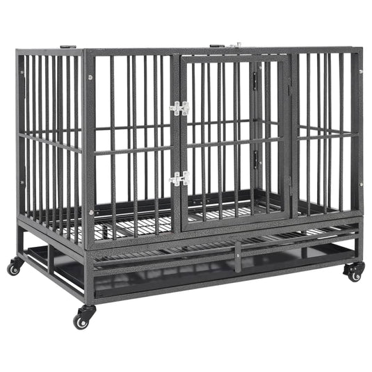 Vidaxl hondenbench met wielen 102x72x85 cm staal