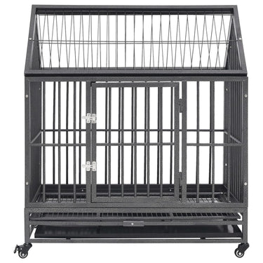 Vidaxl hondenbench met wielen en dak 92x62x106 cm staal