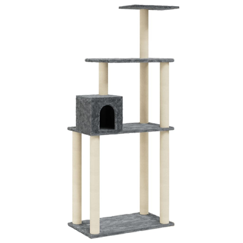 Load image into Gallery viewer, Vidaxl kattenkrabpaal met sisal krabpalen 147 cm donkergrijs
