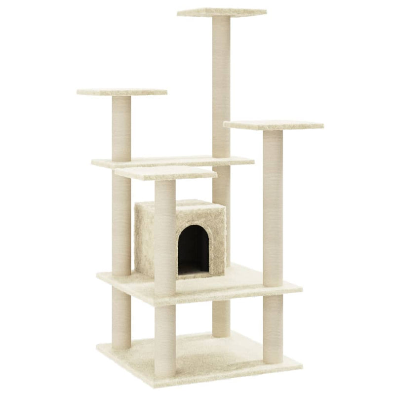 Load image into Gallery viewer, Vidaxl kattenkrabpaal met sisal krabpalen 110 cm crèmekleurig
