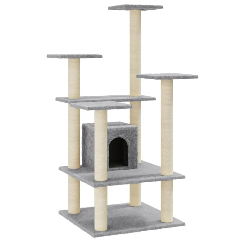 Load image into Gallery viewer, Vidaxl kattenkrabpaal met sisal krabpalen 110 cm lichtgrijs
