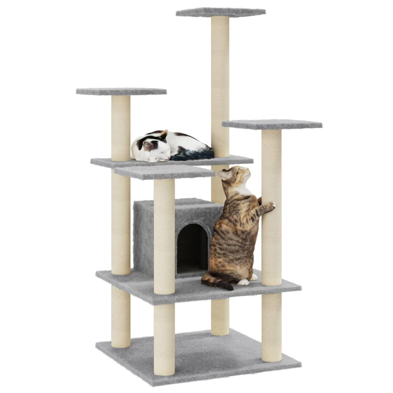 Load image into Gallery viewer, Vidaxl kattenkrabpaal met sisal krabpalen 110 cm lichtgrijs
