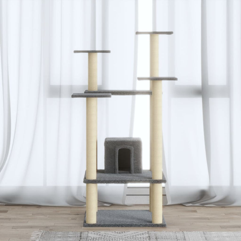 Load image into Gallery viewer, Vidaxl kattenkrabpaal met sisal krabpalen 110 cm lichtgrijs
