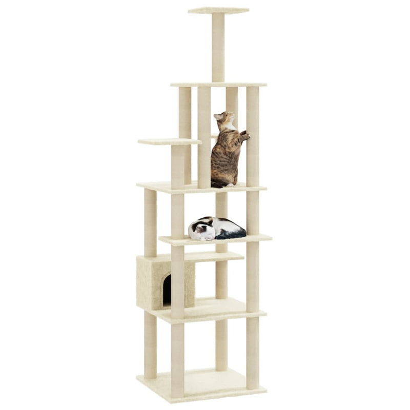 Load image into Gallery viewer, Vidaxl kattenkrabpaal met sisal krabpalen 183 cm crèmekleurig
