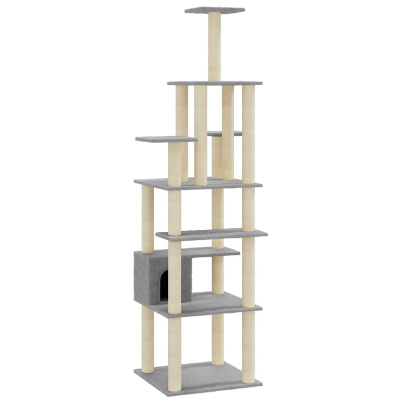 Load image into Gallery viewer, Vidaxl kattenkrabpaal met sisal krabpalen 183 cm lichtgrijs

