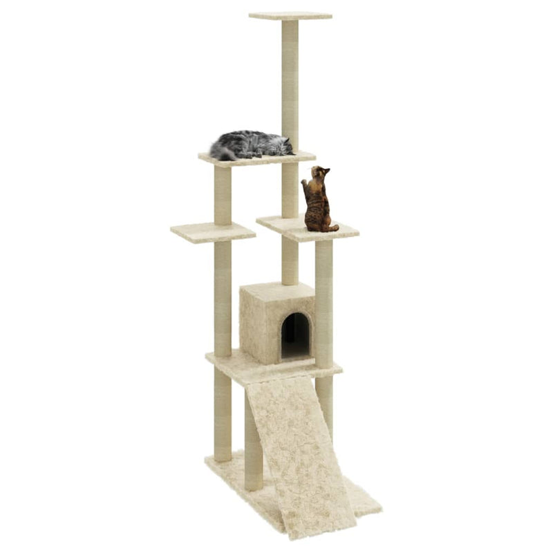 Load image into Gallery viewer, Vidaxl kattenmeubel met sisal krabpalen 155 cm crèmekleurig
