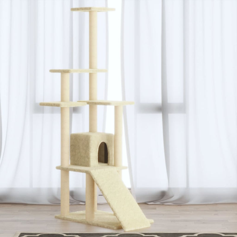 Load image into Gallery viewer, Vidaxl kattenmeubel met sisal krabpalen 155 cm crèmekleurig
