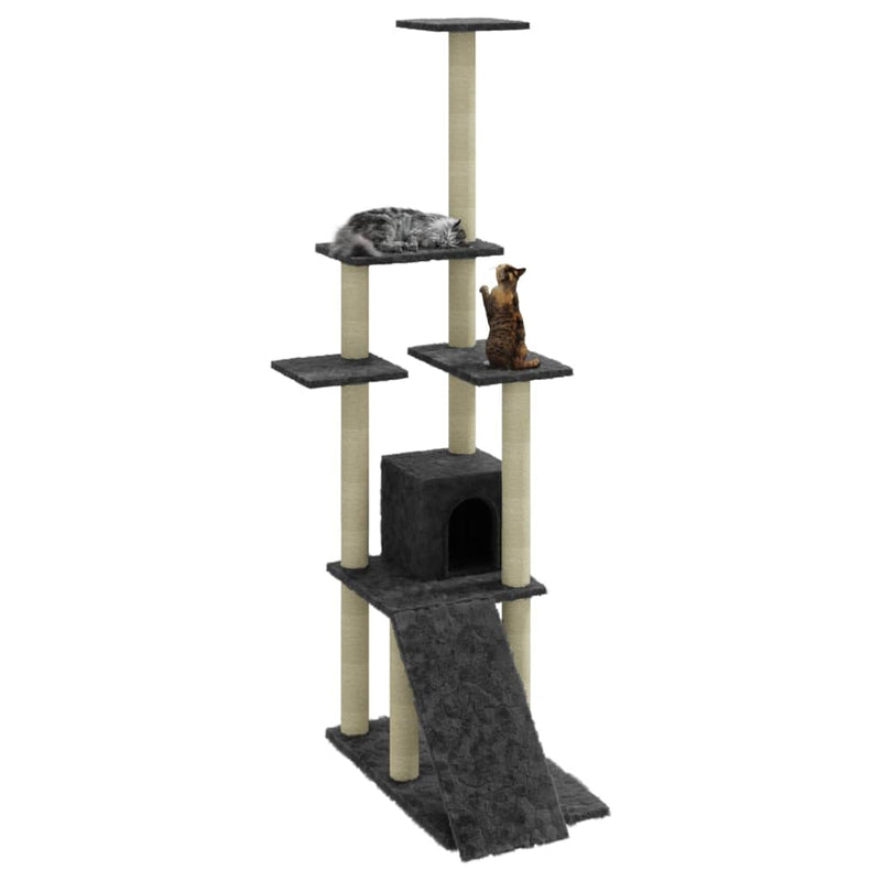 Load image into Gallery viewer, Vidaxl kattenmeubel met sisal krabpalen 155 cm donkergrijs
