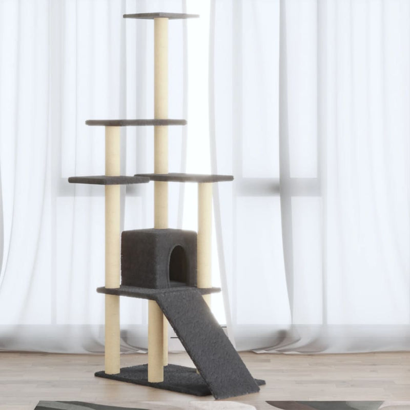 Load image into Gallery viewer, Vidaxl kattenmeubel met sisal krabpalen 155 cm donkergrijs
