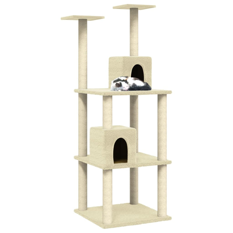 Load image into Gallery viewer, Vidaxl kattenmeubel met sisal krabpalen 141 cm crèmekleurig
