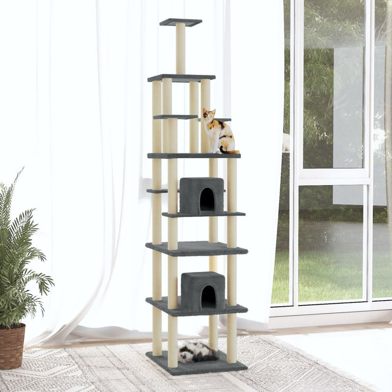 Load image into Gallery viewer, Vidaxl kattenmeubel met sisal krabpalen 216 cm donkergrijs
