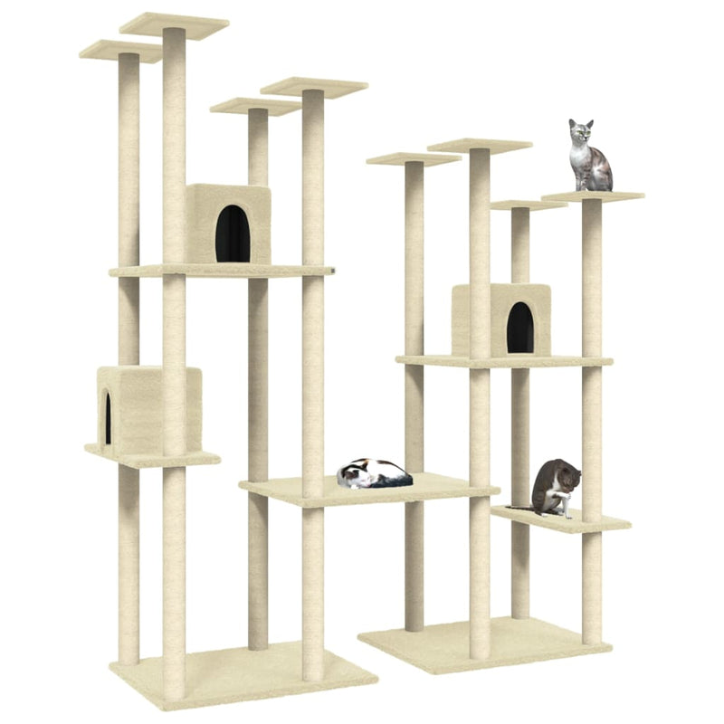 Load image into Gallery viewer, Vidaxl kattenmeubel met sisal krabpalen 174 cm crèmekleurig
