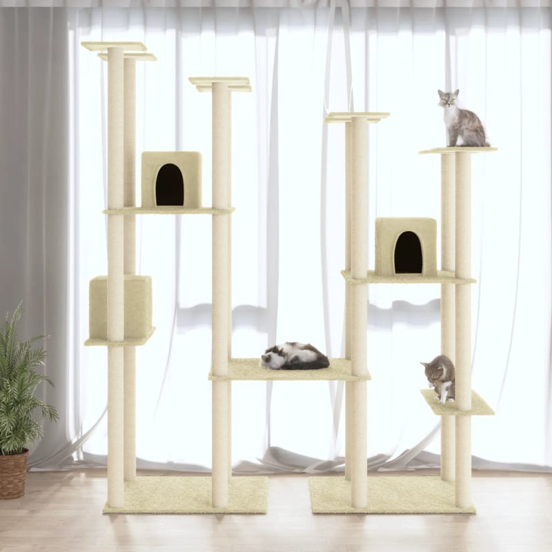 Load image into Gallery viewer, Vidaxl kattenmeubel met sisal krabpalen 174 cm crèmekleurig
