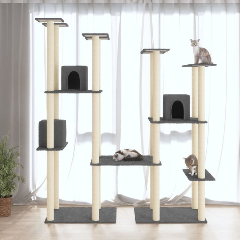Load image into Gallery viewer, Vidaxl kattenmeubel met sisal krabpalen 174 cm donkergrijs
