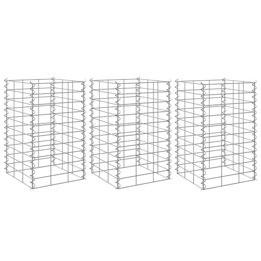 Vidaxl gabion plantenbakken 3 st verhoogd 30x30x50 cm ijzer