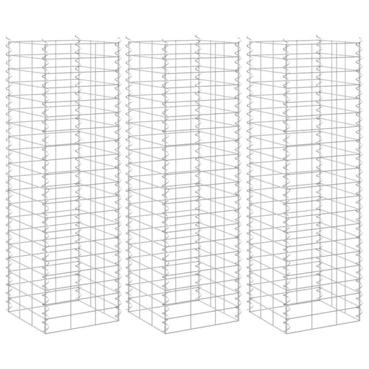 Vidaxl schanskorf plantenbakken 3 st verhoogd 30x30x100 cm ijzer