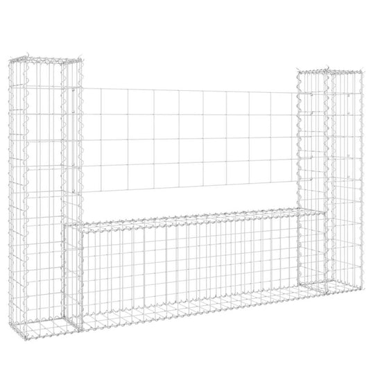 Vidaxl schanskorf u-vormig met 2 palen 140x20x100 cm ijzer