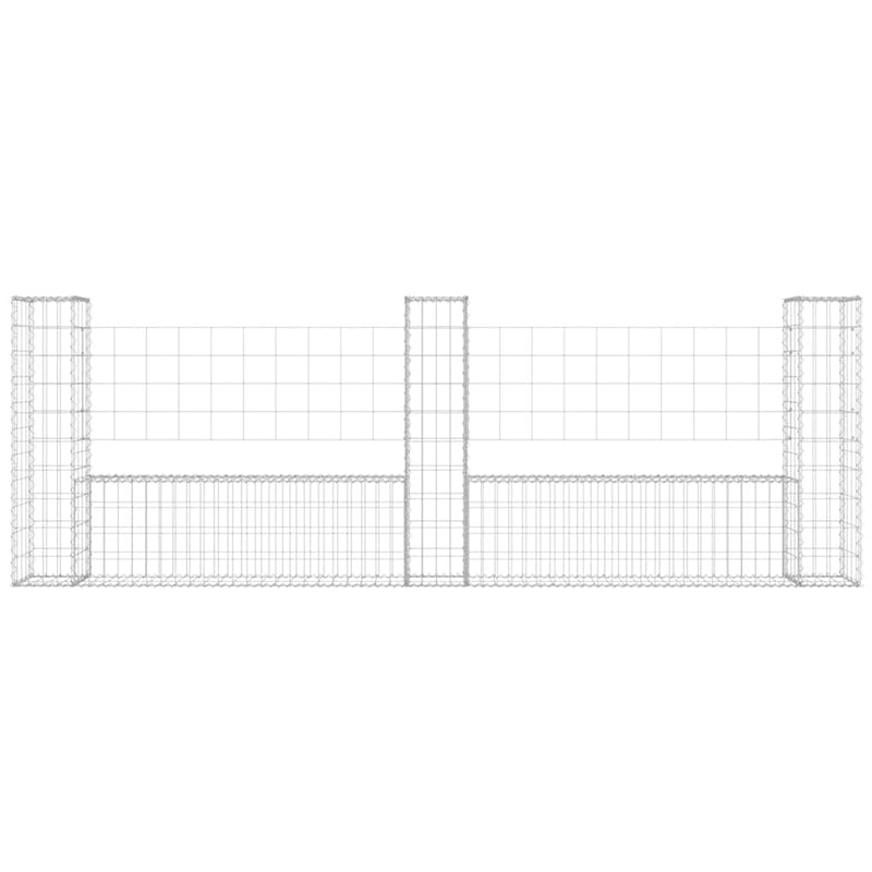 Load image into Gallery viewer, Vidaxl schanskorf u-vormig met 3 palen 260x20x100 cm ijzer
