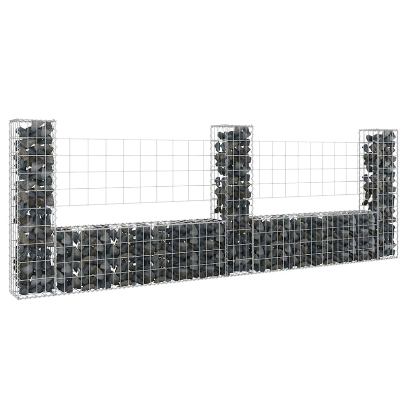 Load image into Gallery viewer, Vidaxl schanskorf u-vormig met 3 palen 260x20x100 cm ijzer
