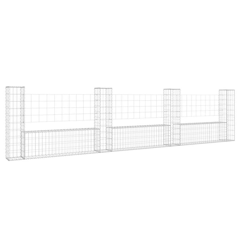 Load image into Gallery viewer, Vidaxl schanskorf u-vormig met 4 palen 380x20x100 cm ijzer
