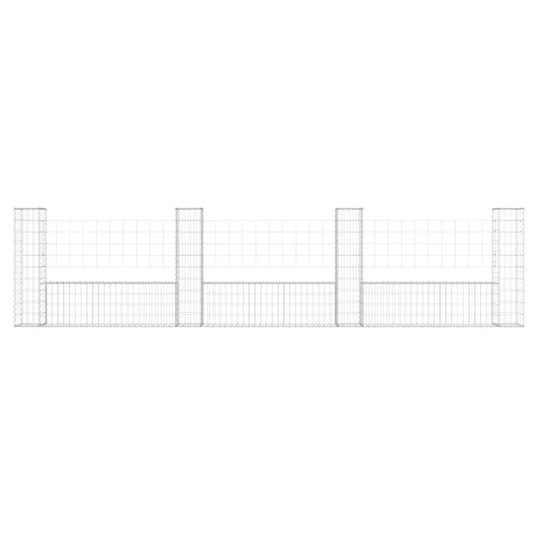Vidaxl schanskorf u-vormig met 4 palen 380x20x100 cm ijzer