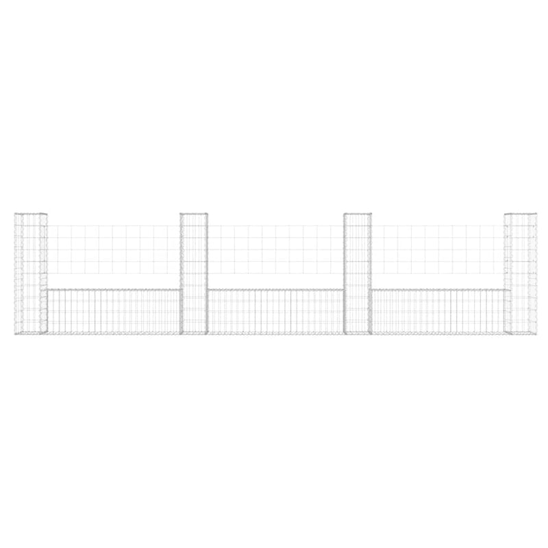 Load image into Gallery viewer, Vidaxl schanskorf u-vormig met 4 palen 380x20x100 cm ijzer
