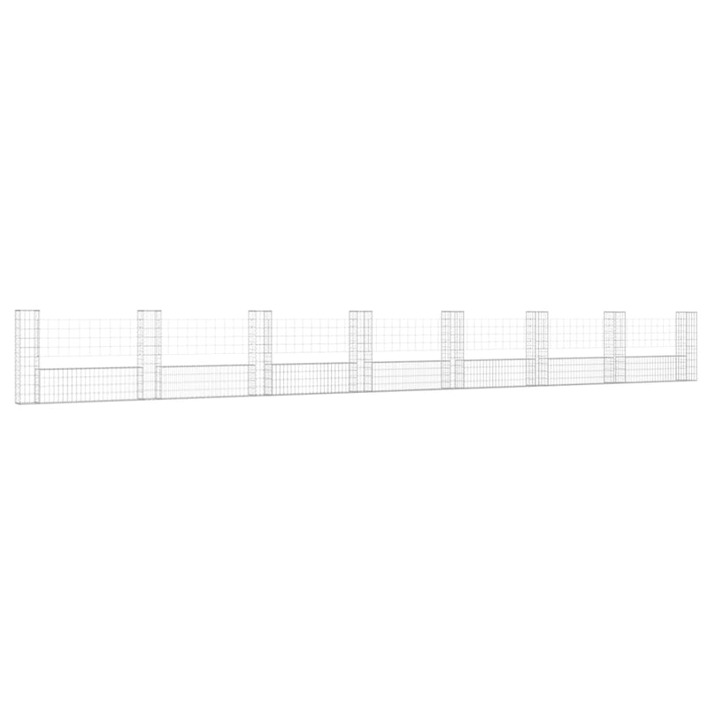 Load image into Gallery viewer, VidaXL Schanskorf U-vormig met 8 palen 860x20x100 cm ijzer
