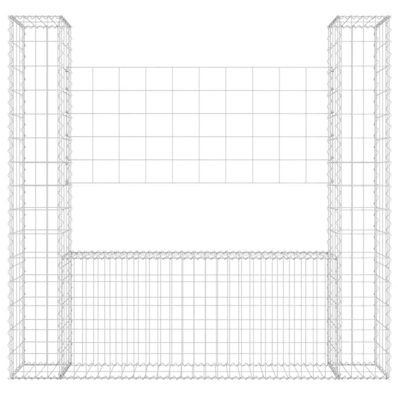 Afbeelding laden in galerijviewer, Vidaxl schanskorf u-vormig met 2 palen 140x20x150 cm ijzer
