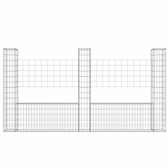 Vidaxl schanskorf u-vormig met 3 palen 260x20x150 cm ijzer