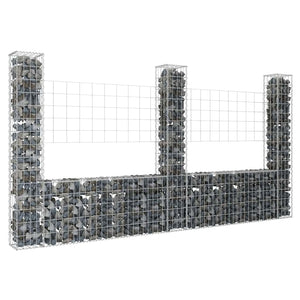 Vidaxl schanskorf u-vormig met 3 palen 260x20x150 cm ijzer
