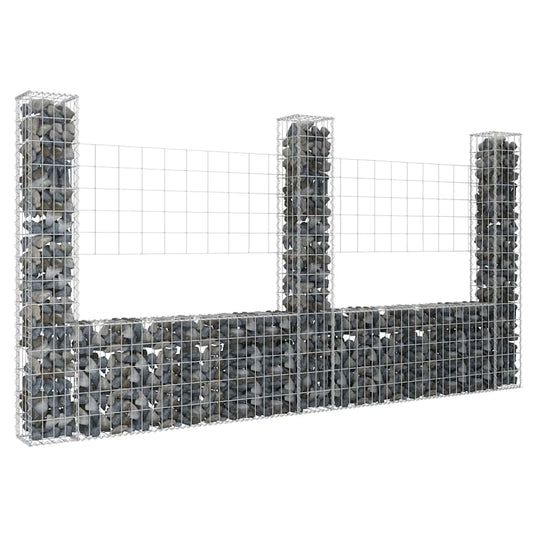 Vidaxl schanskorf u-vormig met 3 palen 260x20x150 cm ijzer