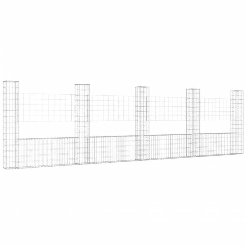 Load image into Gallery viewer, VidaXL Schanskorf U-vormig met 5 palen 500x20x150 cm ijzer
