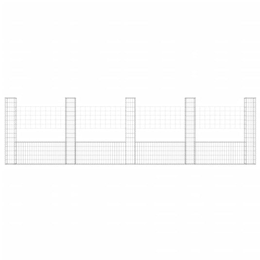 VidaXL Schanskorf U-vormig met 5 palen 500x20x150 cm ijzer